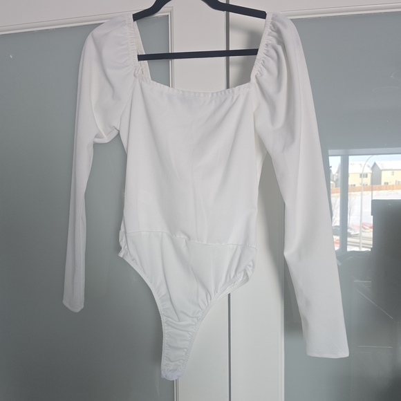 Fashion Nova White Long-Sleeve One-Piece Bodysuit - Picture 2 of 4